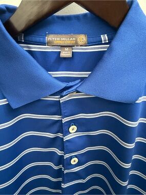 Peter Millar Royal Blue Polo with White Stripes
